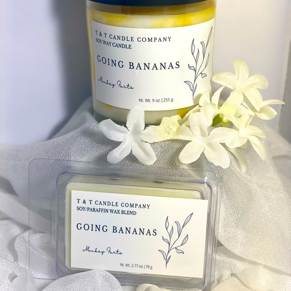 Hand poured 9oz. Soy Wax Candle with a 2.77oz. Wax melt Soy/paraffin blend.